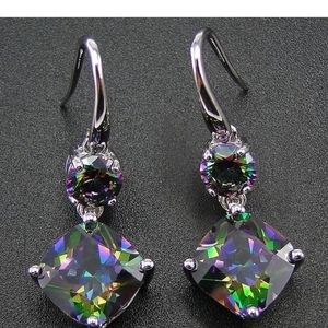 Pair of mystic topaz dangling earrings nwot